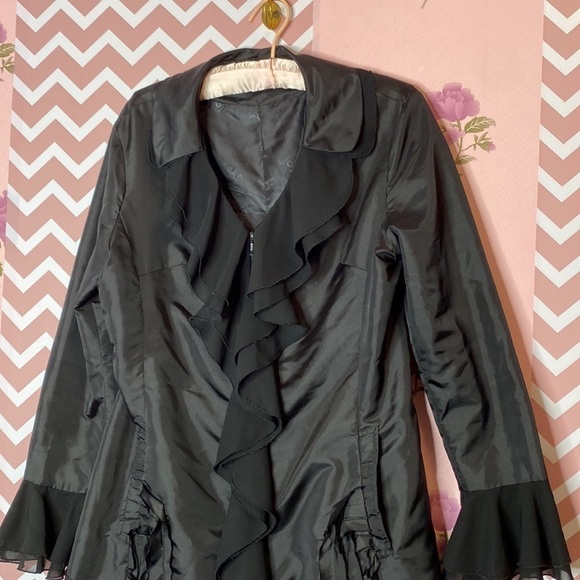 🌷 Samuel Dong  🌷 Ruffle Flower Flare Dress Jacket - Picture 5 of 9